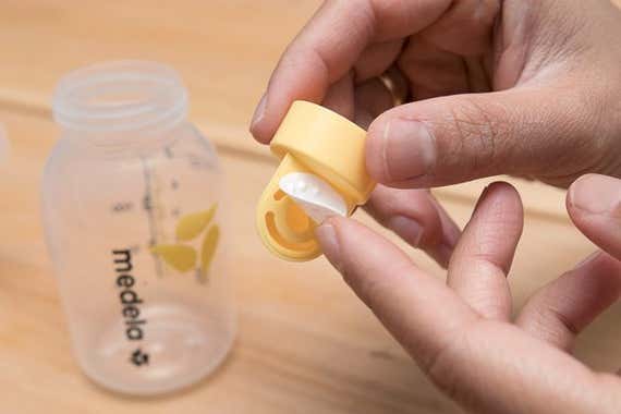A close-up image of the pump membrane on the Medela breast pump.