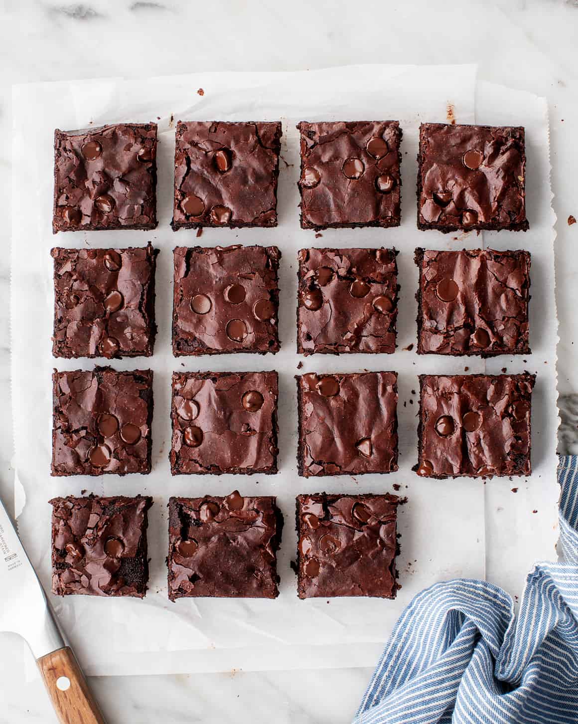 Brownies on parchment paper