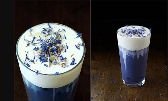 Cách pha trà hoa đậu biếc kem cheese