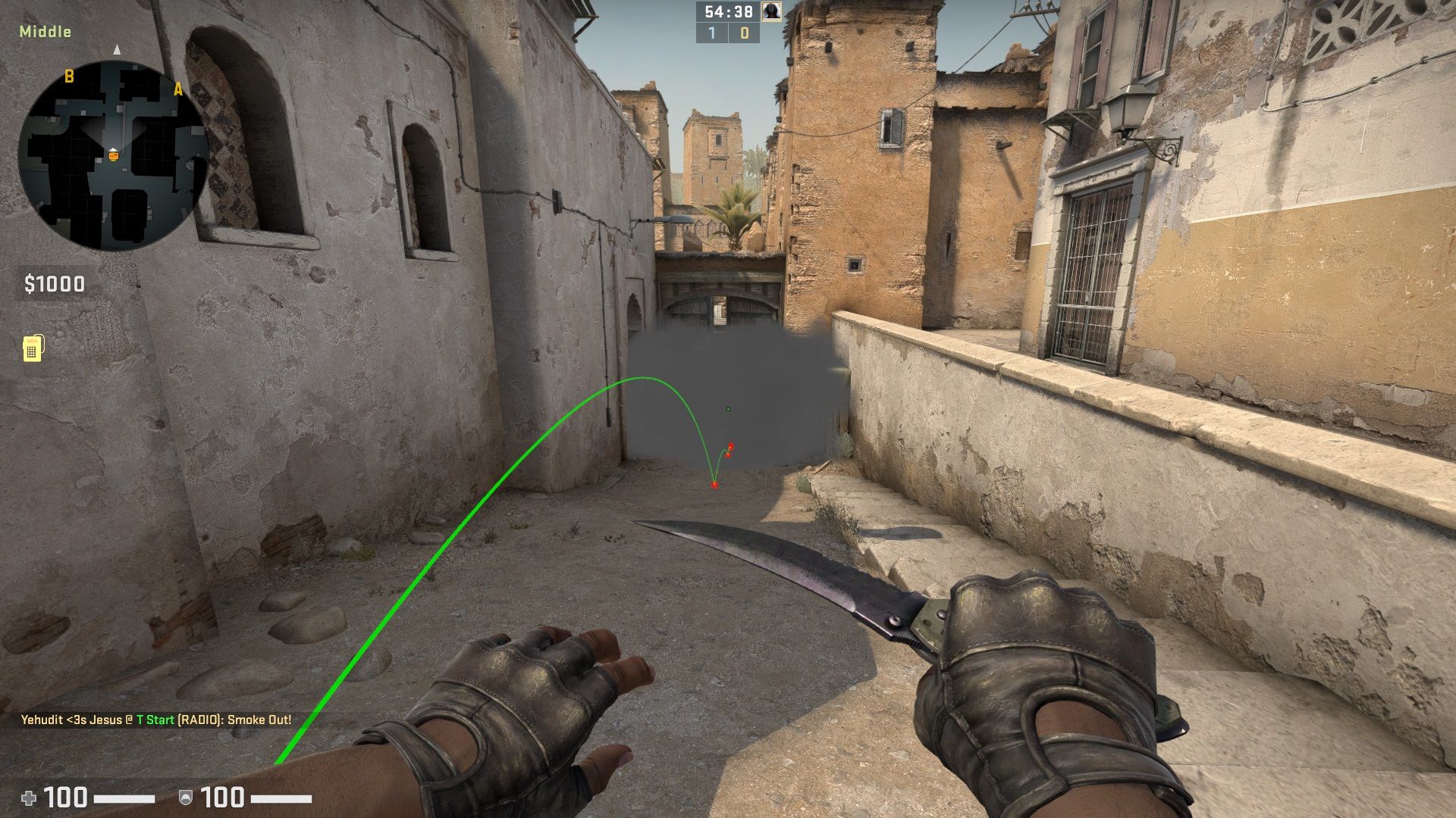 CSGO Dust 2 Mid Attack Smoke Mid