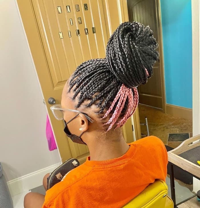 Knotless Braids in a Bun