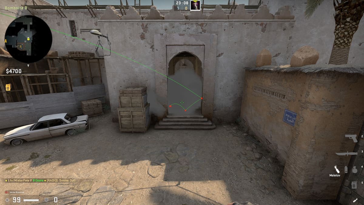 Mid to tunnel doors retake smoke spot CSGO Dust 2