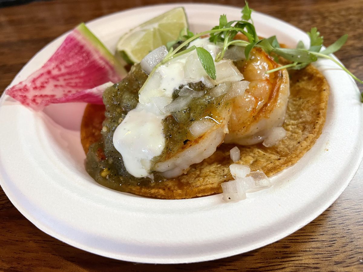A colorful trio of tacos from Wild Taco