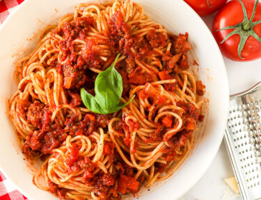 Spaghetti in a bowl