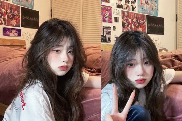 Tóc layer dài mái thưa uốn cúp đuôi