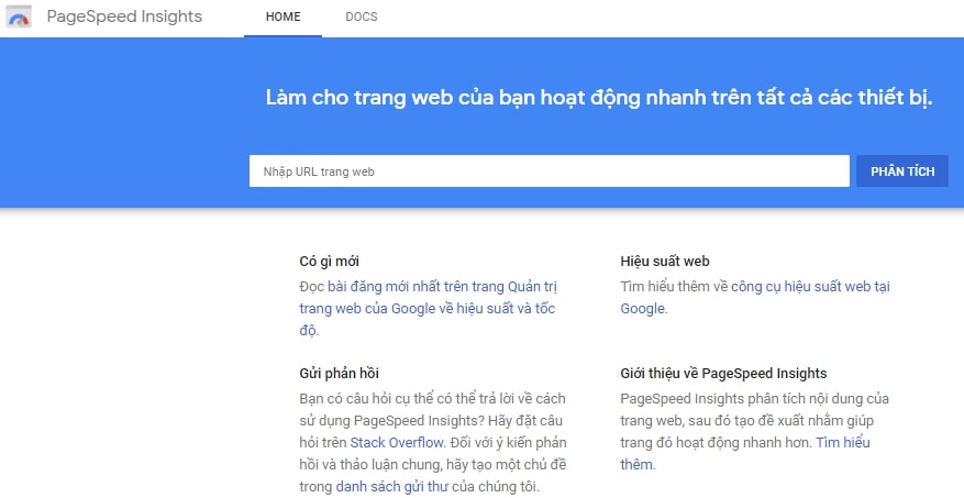 Tool hỠtrợ SEO Google PageSpeed Insights