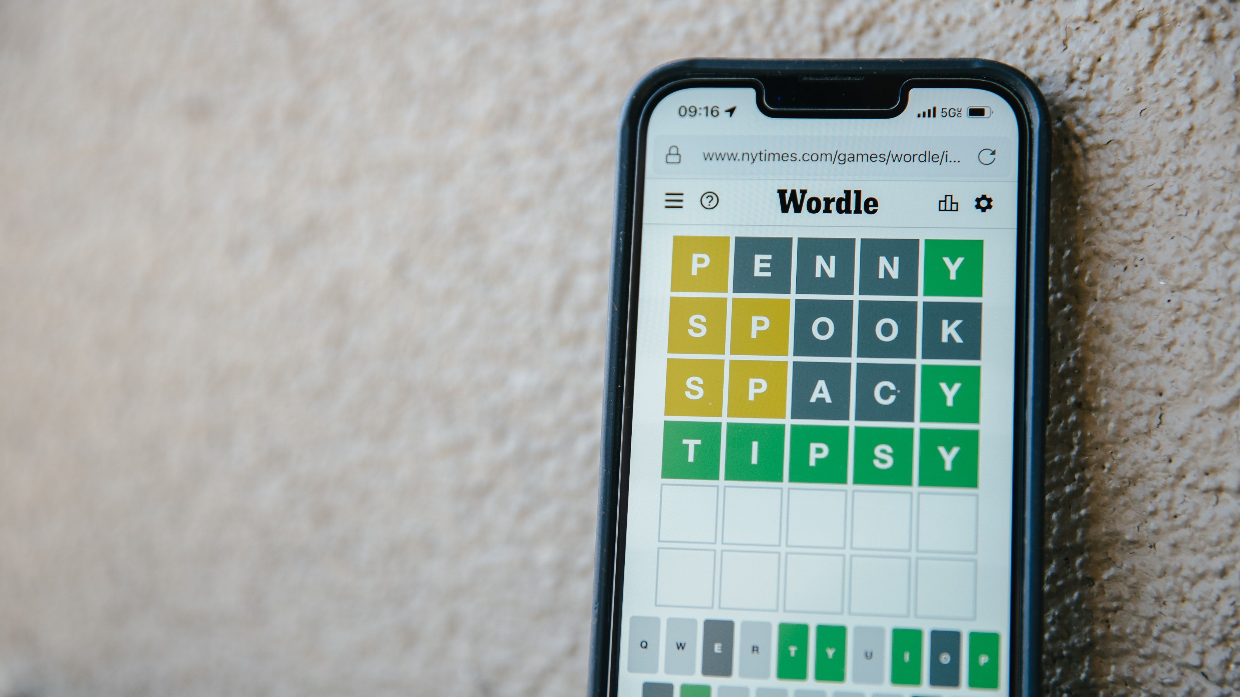 Wordle puzzle on a smartphone